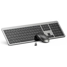 Wireless Keyboard and Mouse Combo - Full Size Slim Thin Wireless Keyboard Mou...