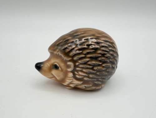 Goebel Hedgehog Figurine 1.5” Small Brown Glazed Porcelain Made in West Germany