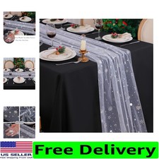 Luxurious Silver White Snowflake Table Runner - Perfect for New Parties