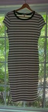 Women's Striped Ribbed Midi Bodycon Dress