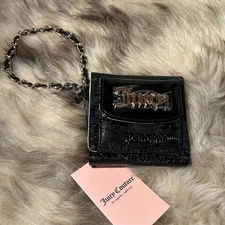 NWT Juicy Couture Enchanted Mini Envelope Flap Wallet / Wristlet - Black