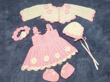 "Handmade Baby Girl Crochet Set 5-Piece Outfit