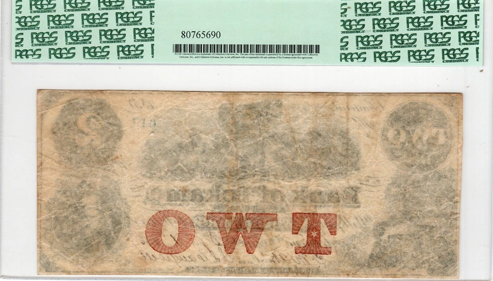 Nebraska - Bank of Tekama - $2 - PCGS-C Very Fine 25 - PLUS - Image 2 of 2