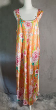 PINK K Chemise Nightgown Size 1X Shiny Peach Floral Long Length Excellent