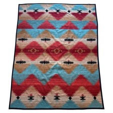 Vintage Biederlack Southwestern Aztec Acrylic Throw Blanket 81x57 USA Made Red