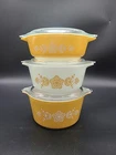 Pyrex Vintage Butterfly Gold Casserole Dish Set w/lids Set Of 3