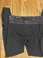 ULULEMON FULL LENGTH LEGGING RUCHING SMALL SIZE 6 BLACK PURPLE BLUE WHITE GUC