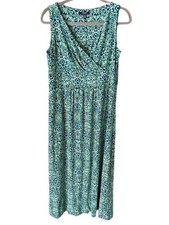 Chaps Maxi Dress Women's XL Blue Green Geometric Jersey Knit Resortwear HEMMED