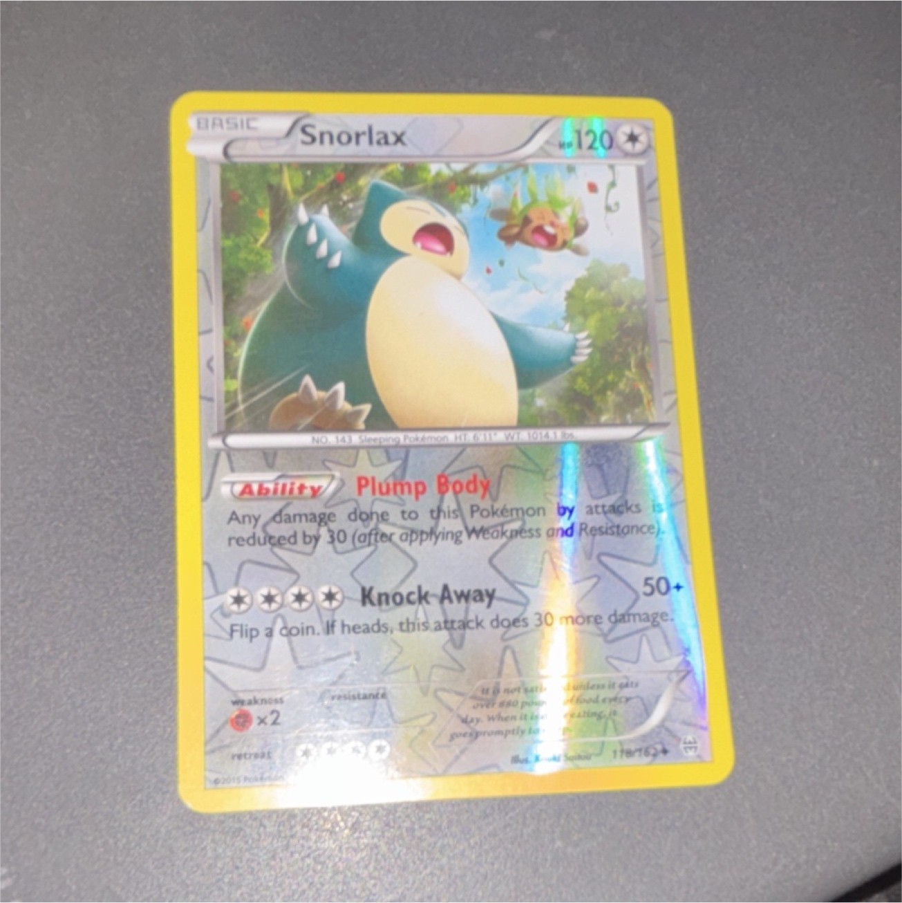 Pokemon Snorlax Uncommon Reverse Holo BREAKthrough 118/162 TCG Card