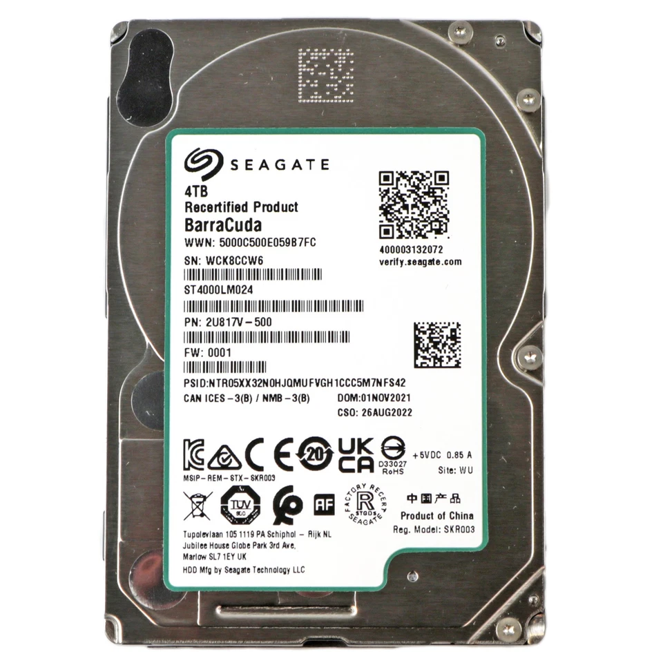 4TB Seagate ST4000LM024 BarraCuda interne SATA 3 Festplatte 2,5 Zoll recertified