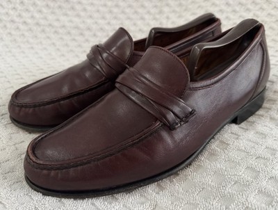 Allen Edmonds Bergamo Moc Toe Brown Leather Slip On Loafers Mens 8D 49070 Italy