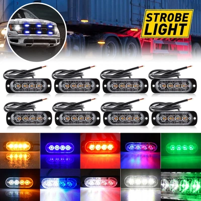 8X 4LED Auto KFZ Frontblitzer Blitzlicht Warnleuchte LKW Strobe Licht 12-24V - Bild 1 von 4