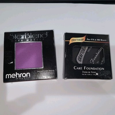 Mehron StarBlend Cake Makeup Pressed Powder Color Purple & Black Foundation 