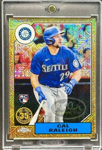Cal Raleigh RARE ROOKIE GOLD REFRACTOR INVESTMENT CARD SSP MARLINS MINT ...