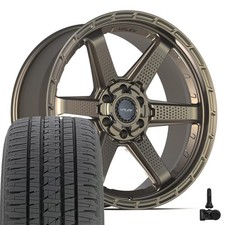 4ps63 Bronze 22x9 Wheels Bridgestone Tires Tpms Set Fits Chevy Gmc Ram