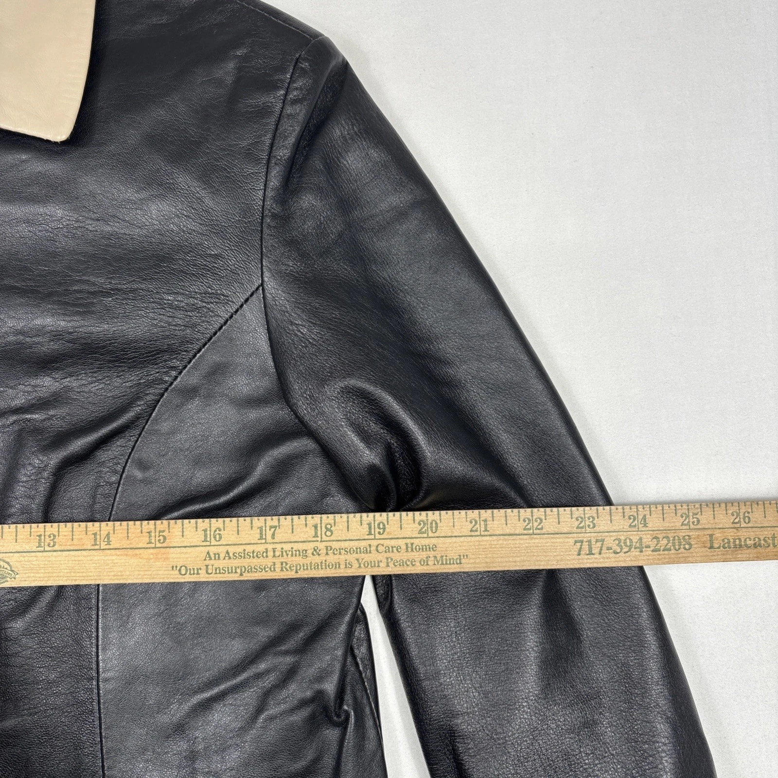 Vintage Vera Pelle Leather Jacket Men's 46 Black Biker Bomber Coat Made In Italy image 8