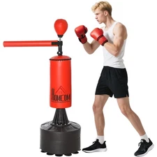 Boxing Punch Bag Stand with Rotating Flexible Arm, Speed Ball, Waterable Base