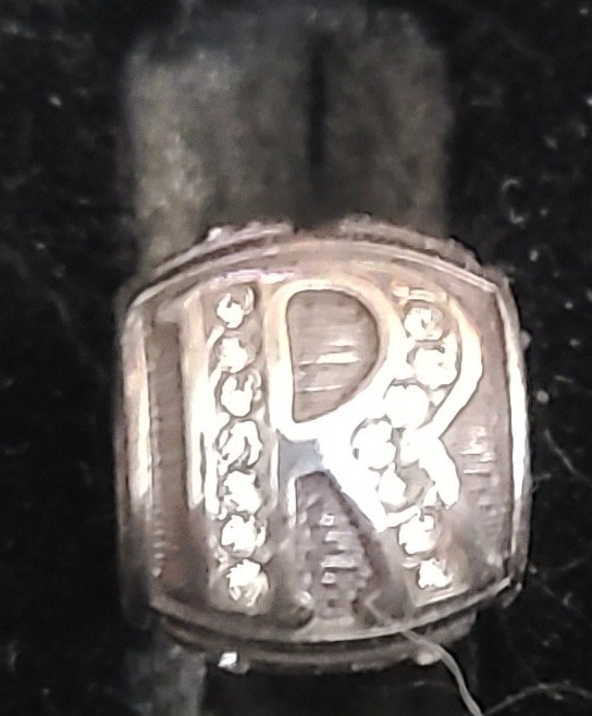 Brighton Alphabet Letter R Bead Silver Tone with Crystals Initial Charm Spacer