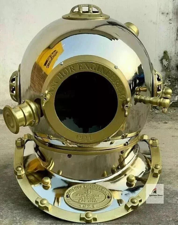 Boston Chrome 18" Inches Diving Helmet, US Navy Mark IV Deep Scuba Divers Helmet - Image 4 of 4