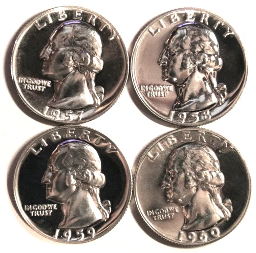 (4) Washington Quarters - PROOF - 1957 1958 1959 1960 - #9185D