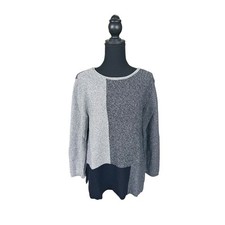 Vince Camuto women's color block cotton/modal blend sweater size M gray/black
