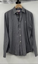 Penguin Gray Classic Fit Button Down Long Sleeve Shirt Men's M Logo