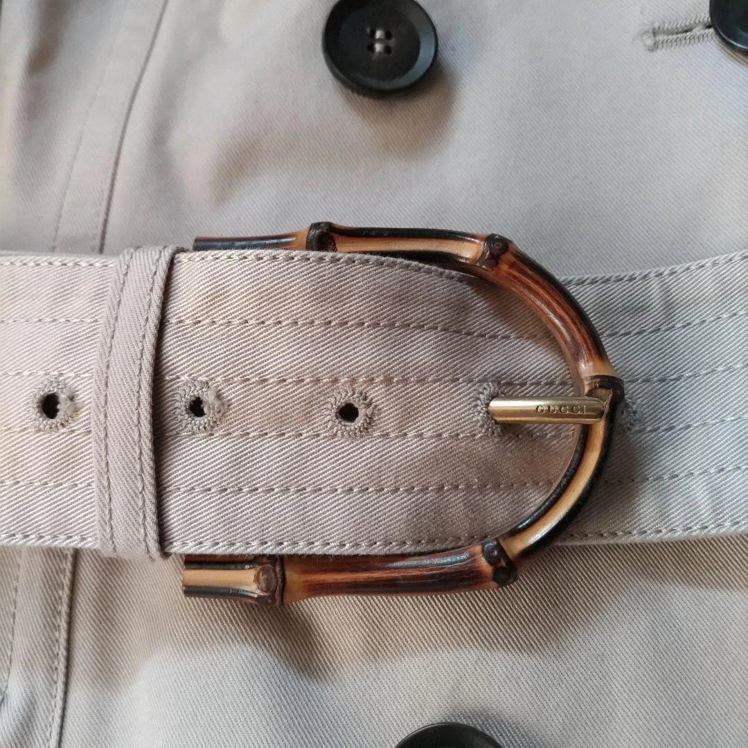 GUCCI Flora Bamboo Trench Lungo Cintura Fodera Cuore Beige Taglia M Ottimo JP