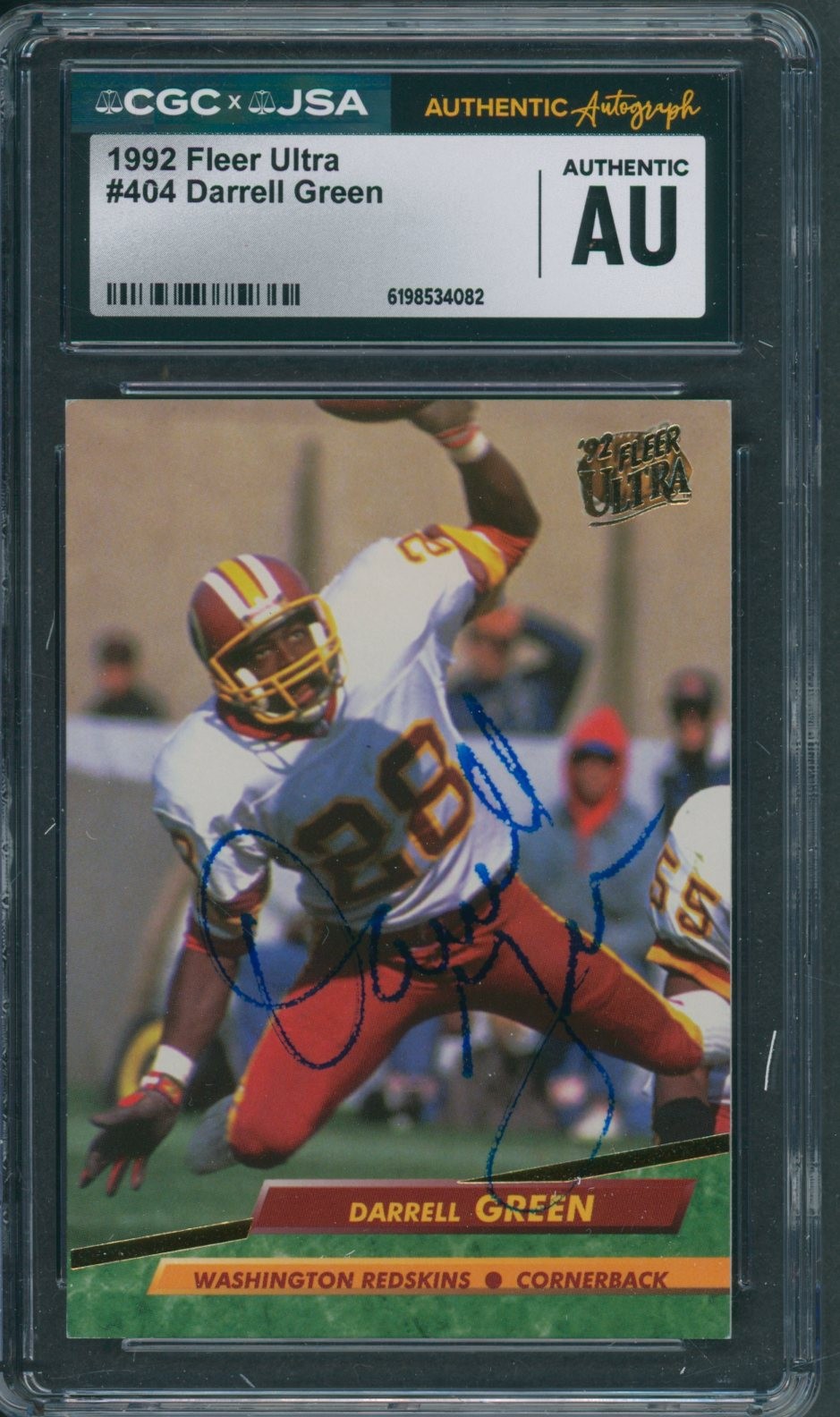 1992 Fleer Ultra #404 Darrell Green CGC JSA Authentic Autograph Signed *4082