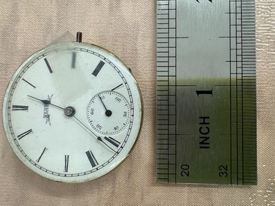Antique Elgin Pocket Watch Movement 1880s 18s #2537458 Dial Glass