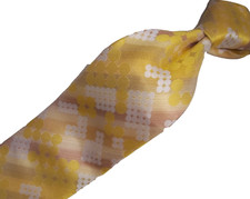  Steven Land yellow geometric woven silk tie L61" x 3.5"W