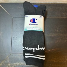 NEW CHAMPION 5 Pair Men s Performance Cushion CREW SOCKS Black SIZE 6-12.5