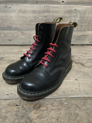 Dr. Martens 1460 Boots UK 8 Made In England Smooth Black Leather Vintage Docs DM