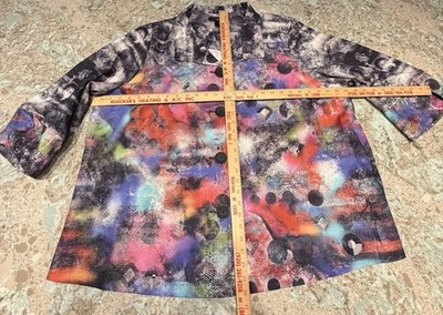 Ali Miles Button-Up Blouse Shirt Abstract Print, 2x