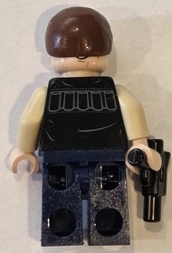 LEGO Star Wars Han Solo Black Vest Dark Blue Legs SW0334 Minifigure Blaster