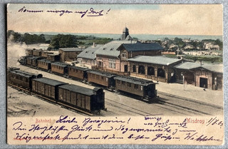 Cartolina Pomerania Misdroy (Międzyzdroje) stazione lato binario viaggiata 1903