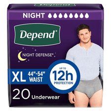 Depend Incontinence Underwear for Men, Overnight, XL, Grey, 20 Count - FAST SHIP