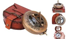 Brass Sundial - Push Open Compass - Steampunk Accessory   Unique Gift for Men