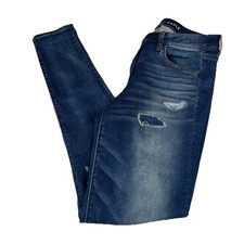 American Eagle Women  s Size 10X LONG Jegging Jeans Dark Wash Distressed 3945