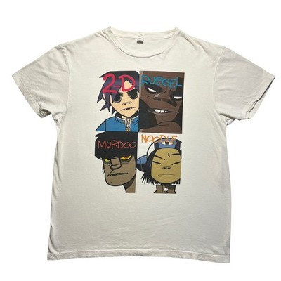 Gorillaz Band Graphic T Shirt Mens Large White 2-D Russel Murdoc Noodle Graphic