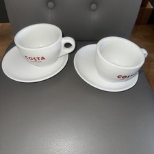2 x Costa Coffee Chunky Cup and Saucer Set Of 2 (2013) Tableware