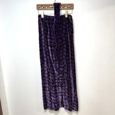 Vintage Purple Velvet Belted Maxi Skirt 1990s Formal Evening Party Geometric