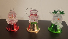 Christmas Bell Ornament Trio Santa Claus Snow...