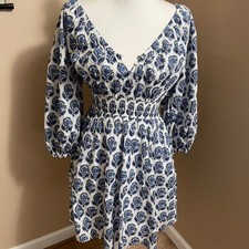 J. Crew V Neck Mini Dress XXS Boquet Block Print