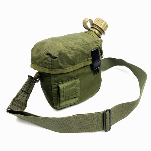 Genuine U.S. Military Issue 2-Quart Canteen & Insulated Cover Set w Sling Good