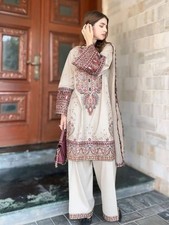 Ethnic Wear Roman Silk Top Palazzo And White Dupatta For Women  Girls