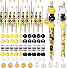 24 Sets Plastic Beadable Pens DIY Pens Making Kit Assorted Wood Beads Crystal...