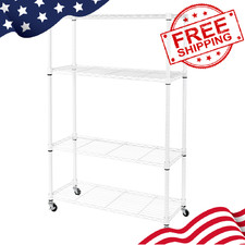 Seville Classics Heavy Duty 4-Tier Steel Wire Shelving, 36"Wx14"Dx56.5"H. White
