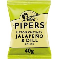 Pipers Upton Cheyney Jalepeno & Dill Vegan Crisps 40g - Pack of 8