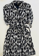 Laundry by Shelli Segal Women's Black and White Print Collared Dress Size 4