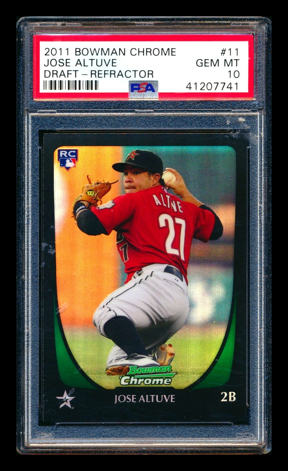 2011 BOWMAN CHROME DRAFT #11 JOSE ALTUVE RC REFRACTOR ASTROS PSA 10 GEM MINT!